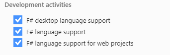 Ensure F# desktop support is installed